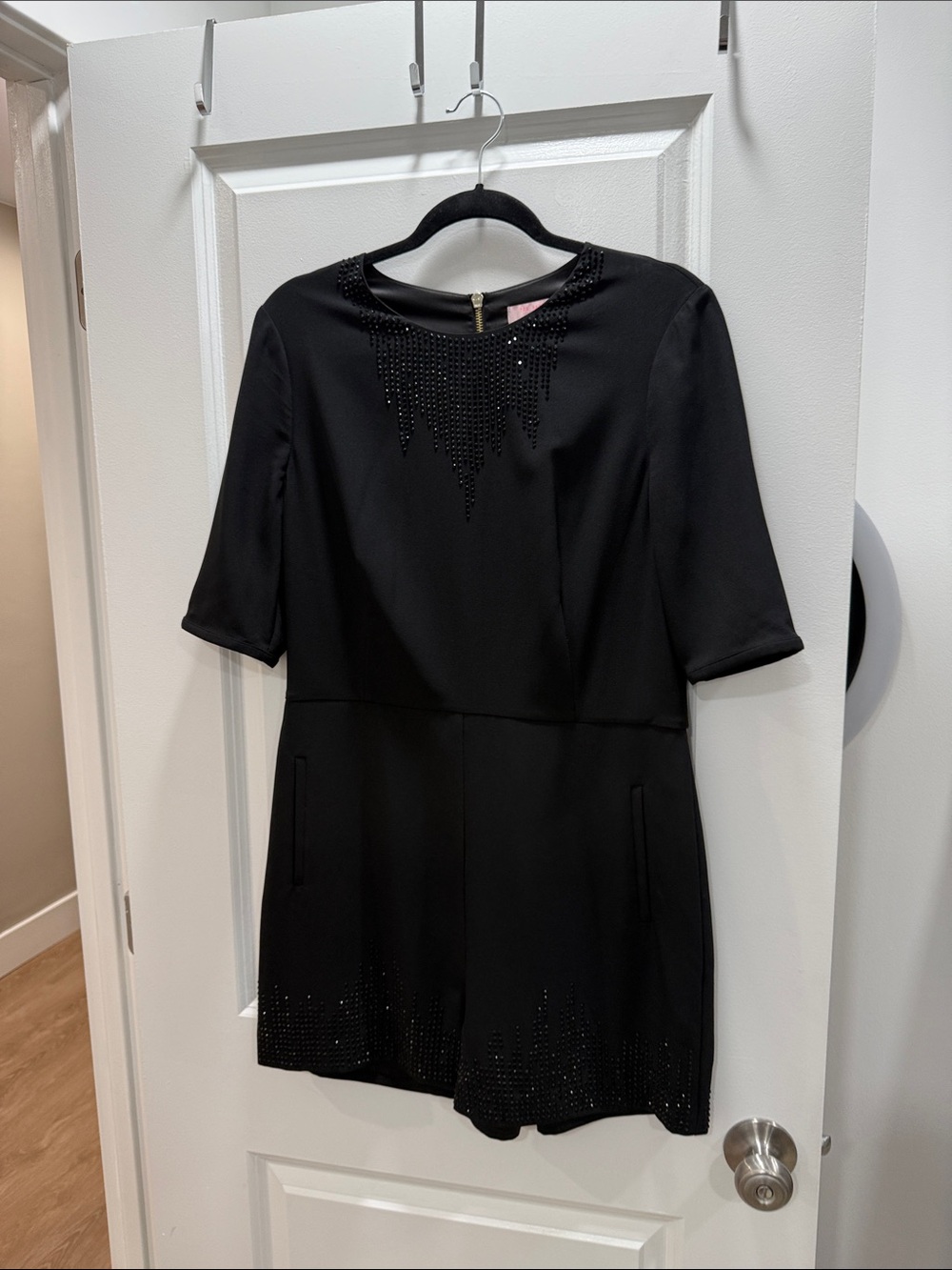 Ted Baker London Black romper with Embellished Neckline